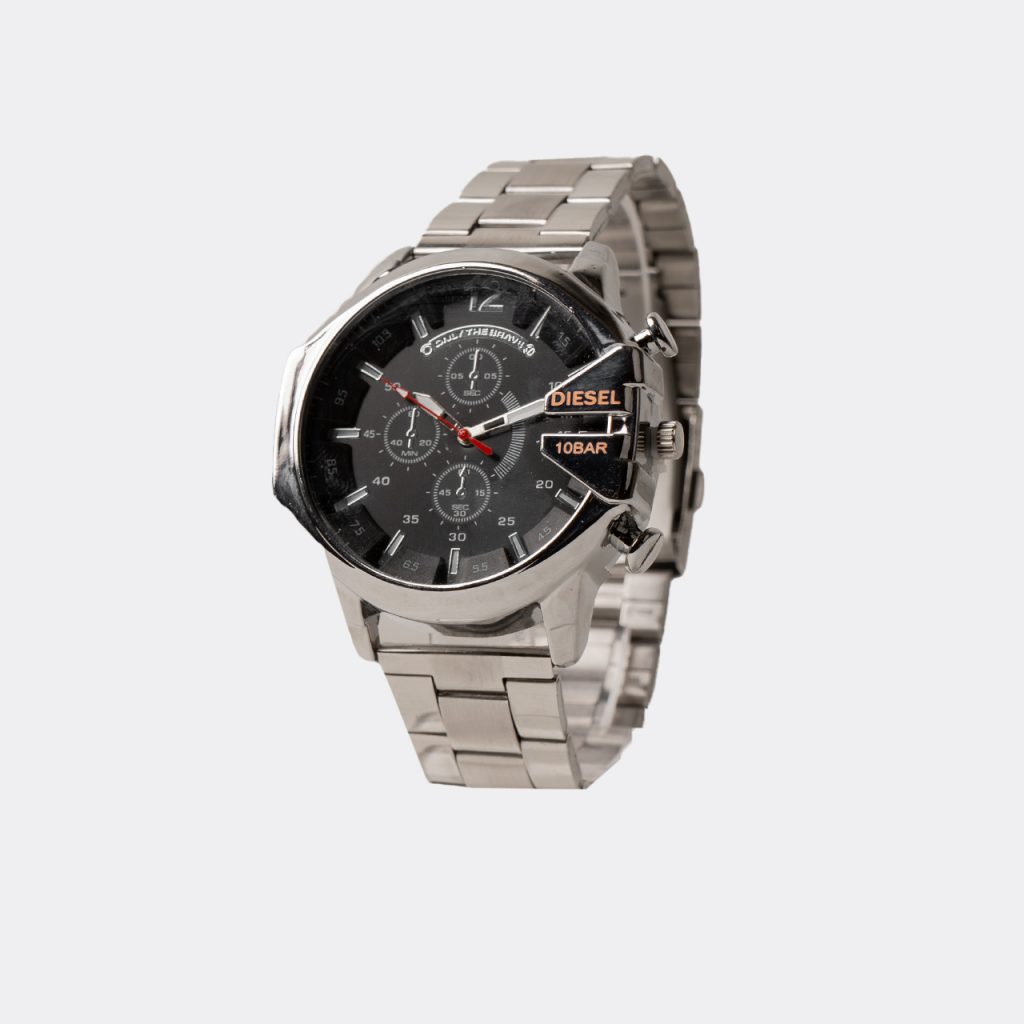 DIESEL Men's Silver Watch, Black Dial, Model U700 Special